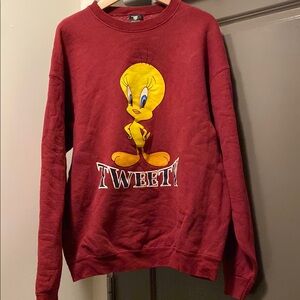 Warner Bros. Red Tweety Bird Crew Neck Sweater